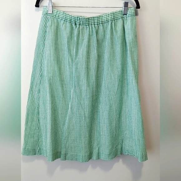 J. Crew 100% Cotton Green Gingham Midi Skirt Womens Size 10 - Picture 1 of 4